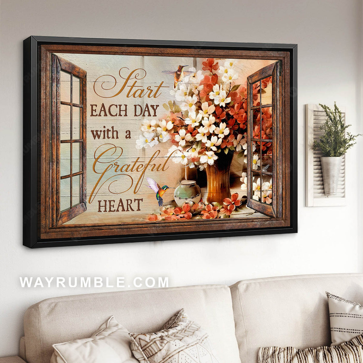 Dogwood flower, Red dogwood, Hummingbirds, Start each day - Jesus Landscape Canvas Prints, Christian Wall Art