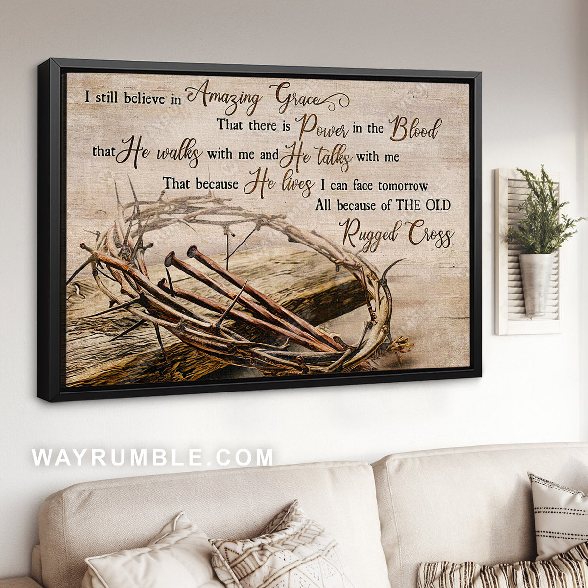 Jesus painting, Crown of thorn, Wooden background, I still believe in amazing grace - Jesus Landscape Canvas Prints, Christian Wall Art