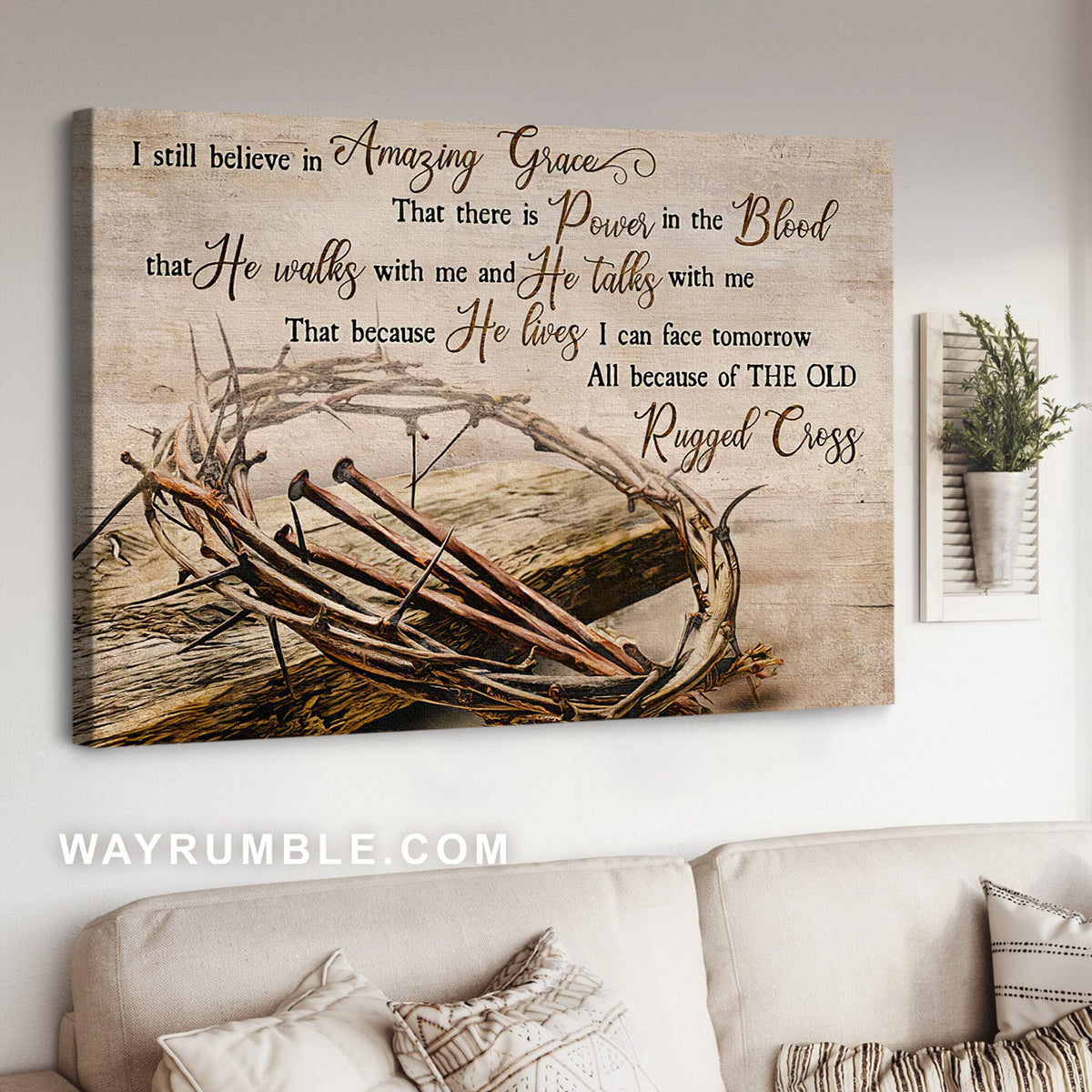Jesus painting, Crown of thorn, Wooden background, I still believe in amazing grace - Jesus Landscape Canvas Prints, Christian Wall Art