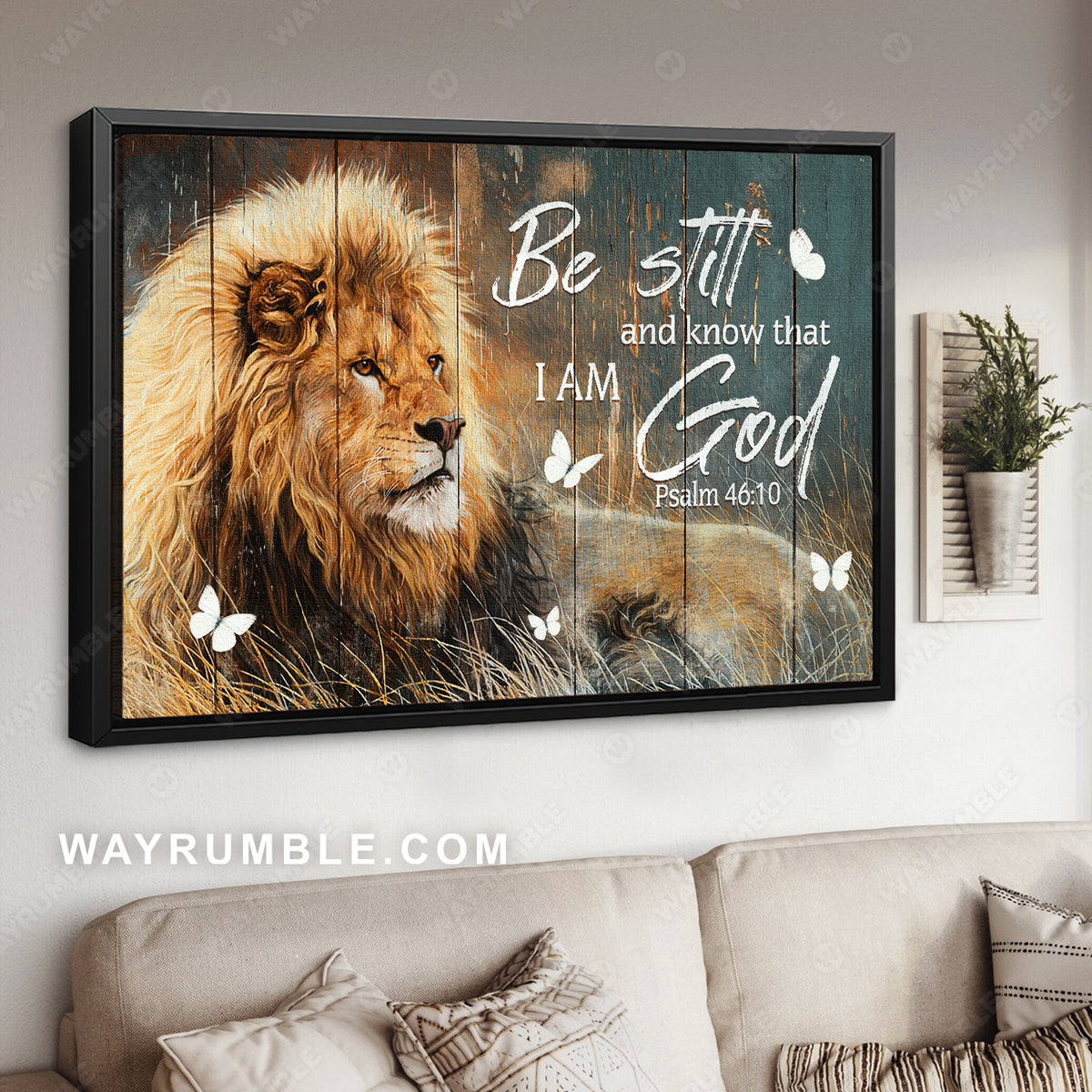 Lion king, Lion Jesus, White butterfly, Be still I am God - Jesus Landscape Canvas Prints, Christian Wall Art