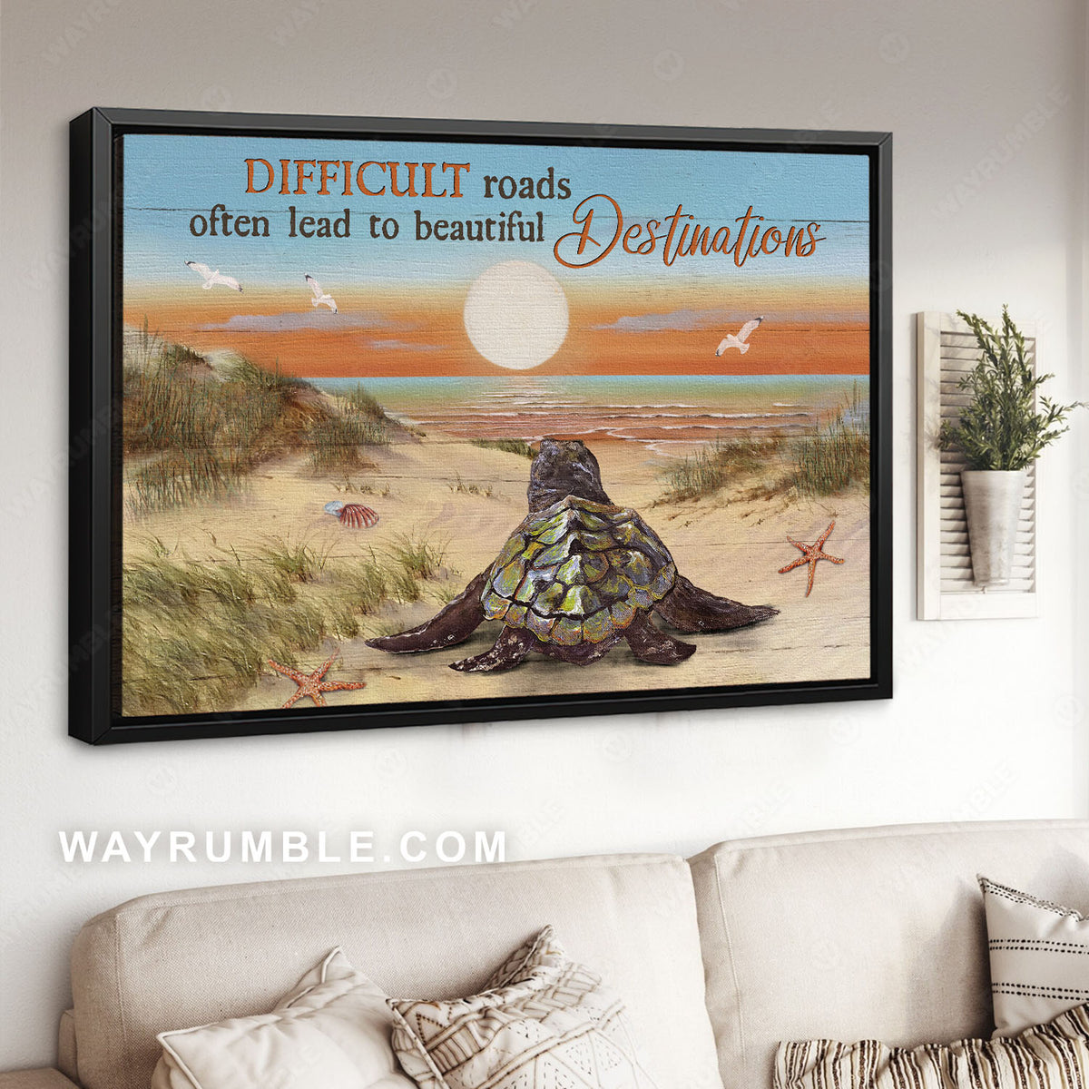 Baby turtle, Sunrise ocean, Sand beach, Beautiful destinations - Jesus Landscape Canvas Prints, Christian Wall Art