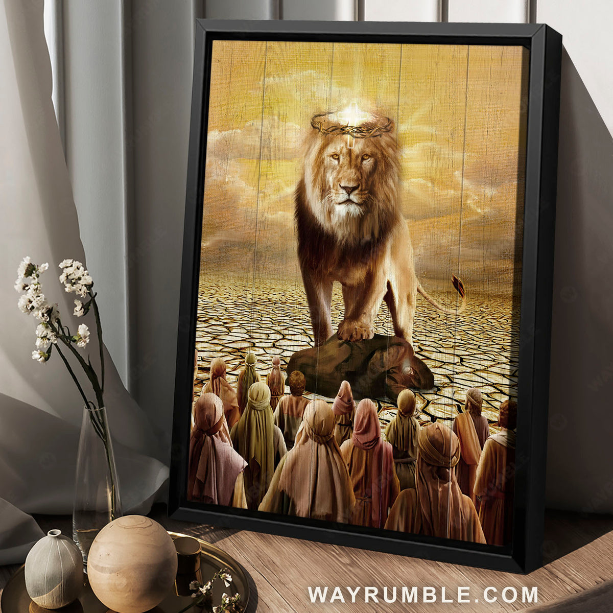 Jesus lion, Crown of thorns, Hot desert, The prayer, Christian drawing - Jesus Portrait Canvas Prints, Christian Wall Art