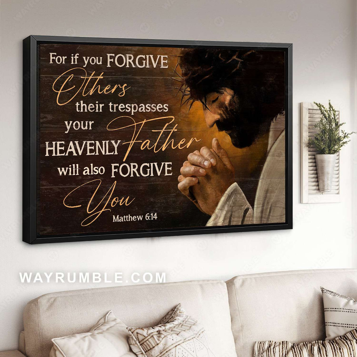 Jesus pray, Thorn crown, Jesus painting, You forgive others Father forgive you - Jesus Landscape Canvas Prints, Christian Wall Art