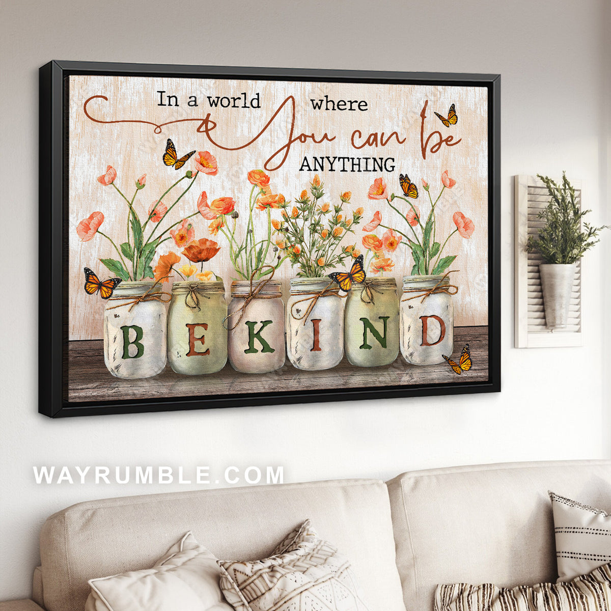 Orange poppy, Mason jars, Beautiful butterfly, You can be anything - Jesus Landscape Canvas Prints, Christian Wall Art