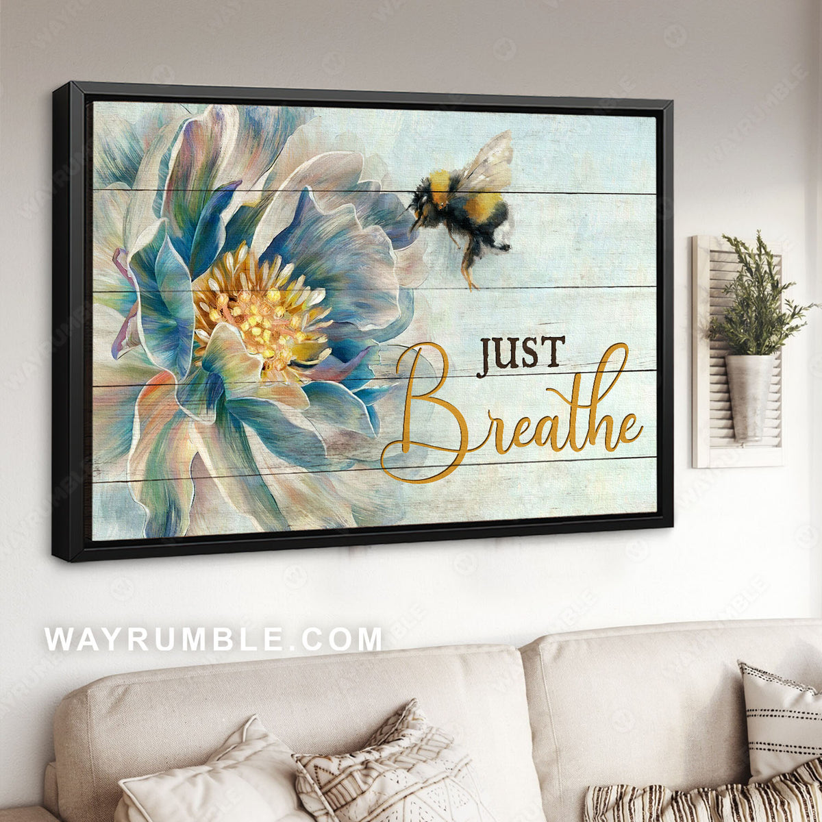 Honey bee, Flower painting, Natural landscape, Just breathe - Jesus Landscape Canvas Prints, Christian Wall Art