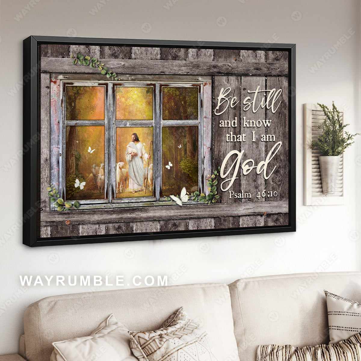 Jesus painting, In the forest with the lambs, Lamb of God, Be still and know that I am God - Jesus Landscape Canvas Prints, Christian Wall Art