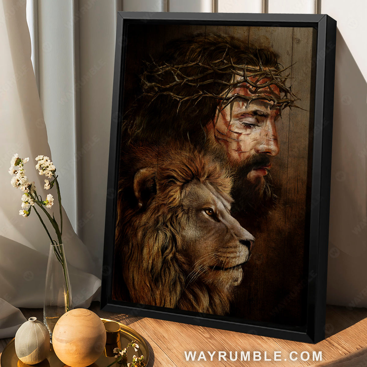 Jesus Christ, Crown of thorns, The Lion of Judah, The life of Jesus - Jesus Portrait Canvas Prints, Christian Wall Art