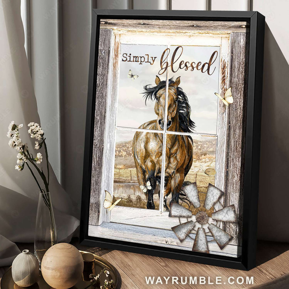 Brown horse, Muscular horse, White window, Simply blessed - Jesus Portrait Canvas Prints, Christian Wall Art