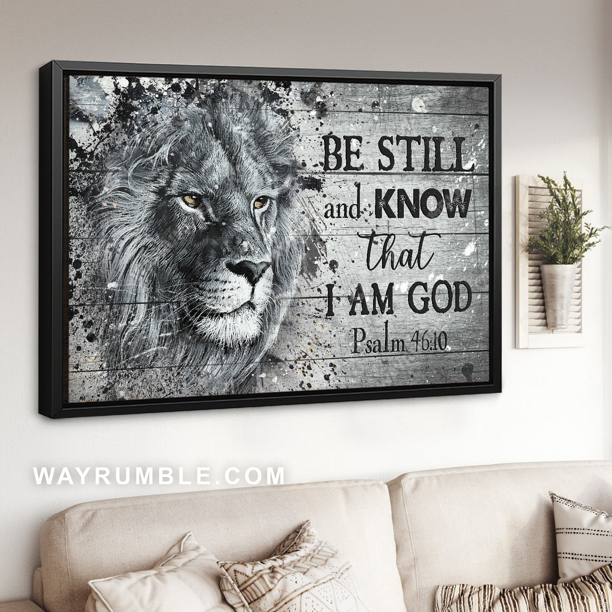 Lion of Judah, Action painting, Be still and know that I am God - Jesus Landscape Canvas Prints, Christian Wall Art