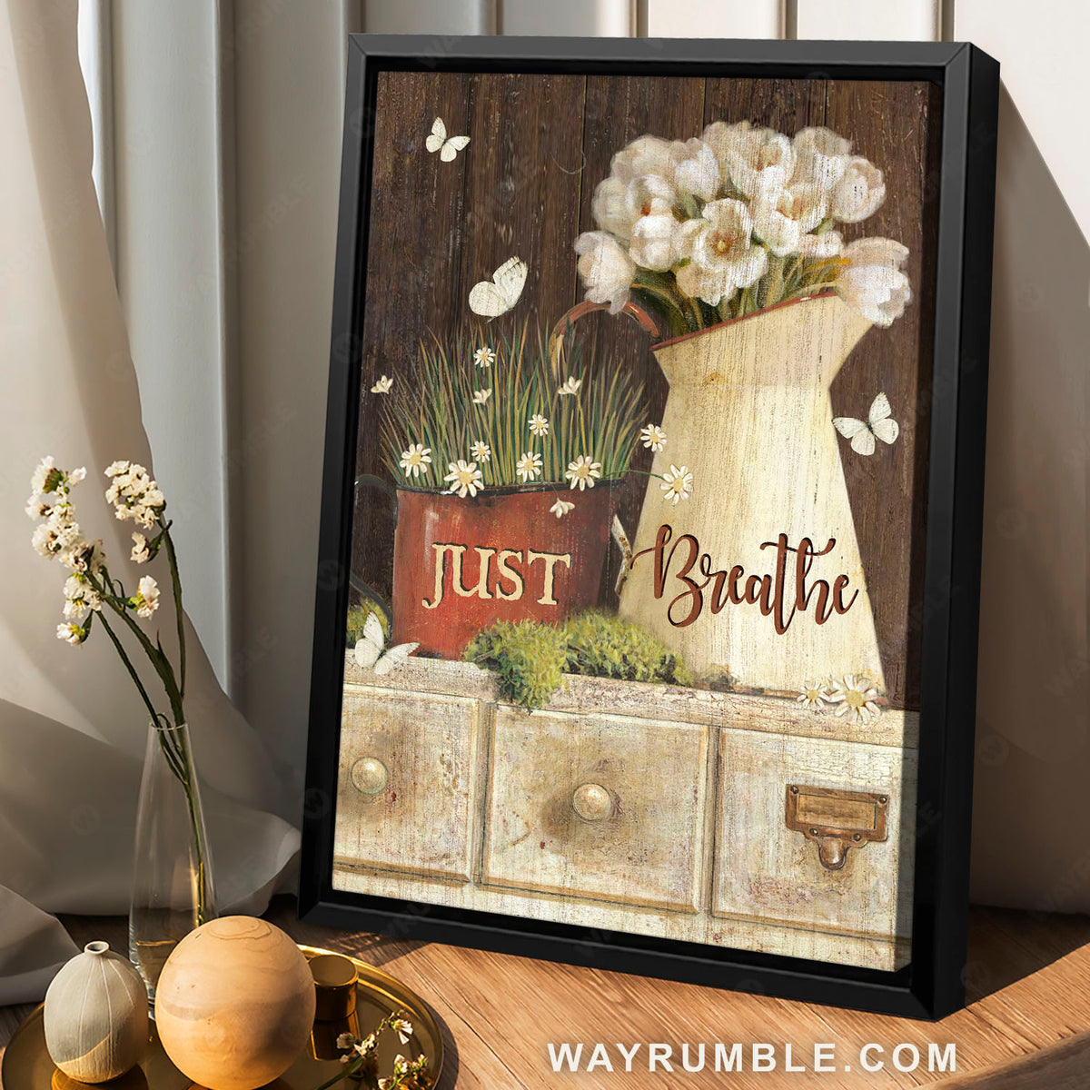 White poppy, Flower vase, Daisy flower, Just breathe - Jesus Portrait Canvas Prints, Christian Wall Art