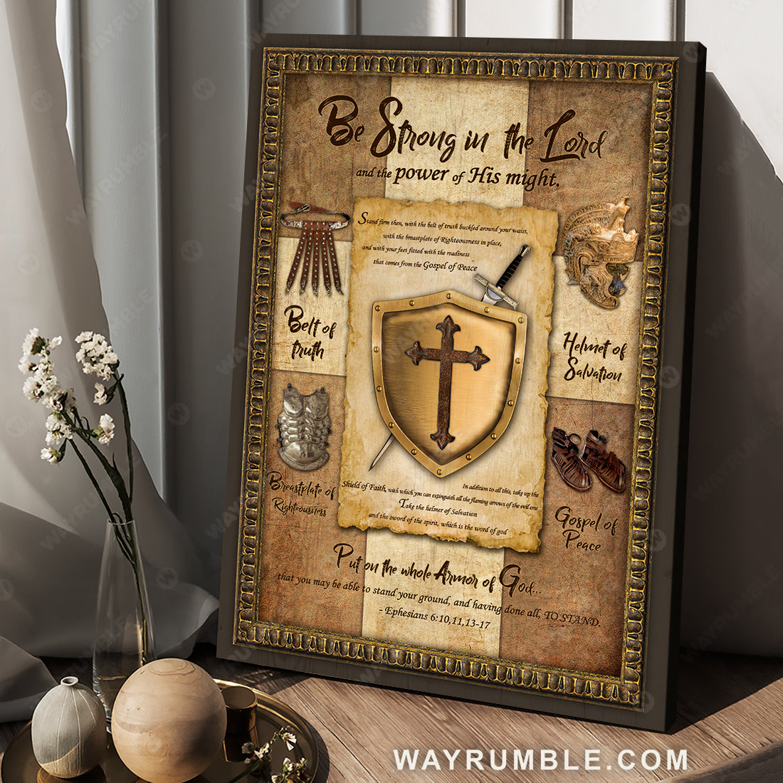 Armor of God, Shield of Faith, Be strong in the Lord and the power of His might - Jesus Portrait Canvas Prints, Christan Wall Art