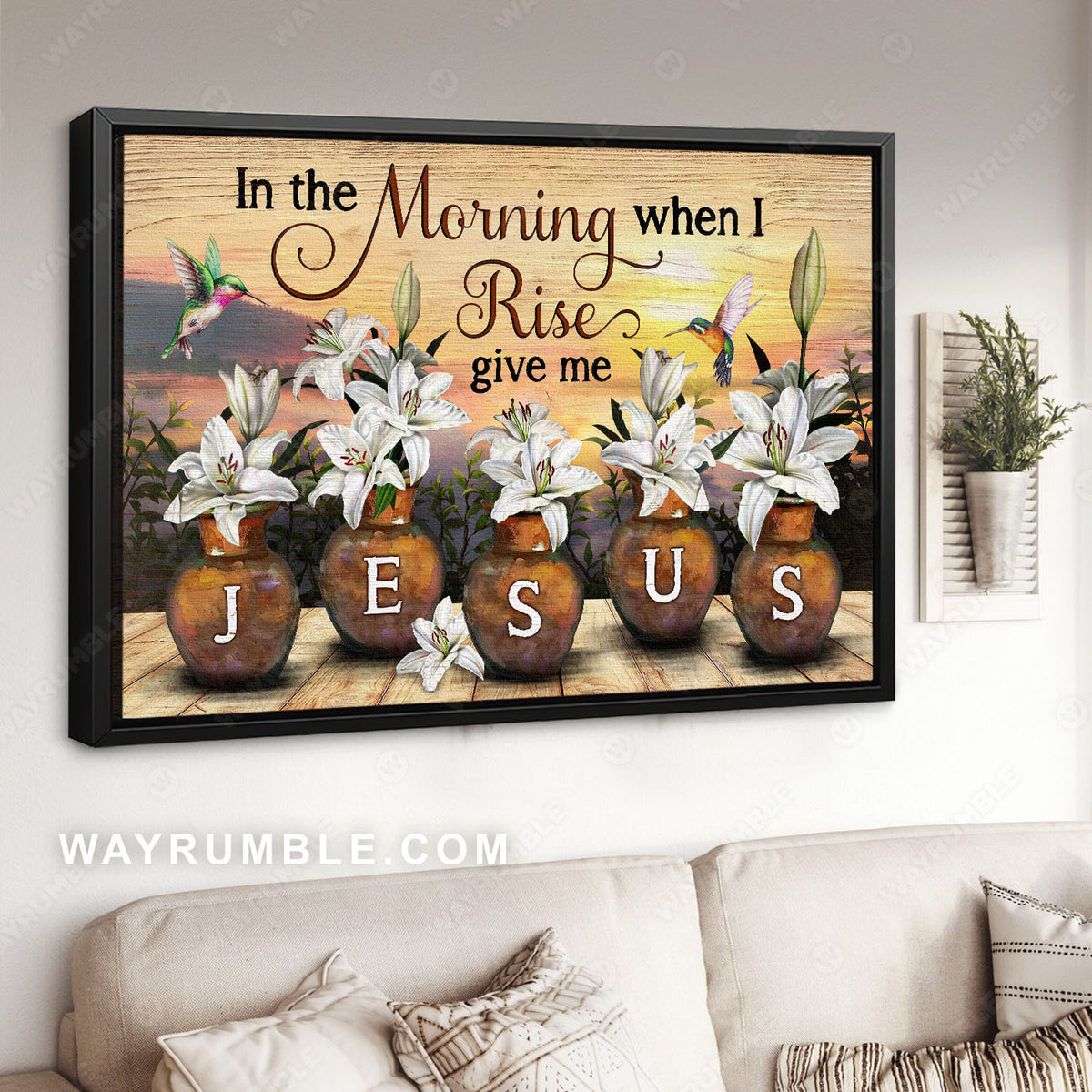Lily flower, Flower vase, Hummingbird, Give me Jesus - Jesus Landscape Canvas Prints, Christian Wall Art