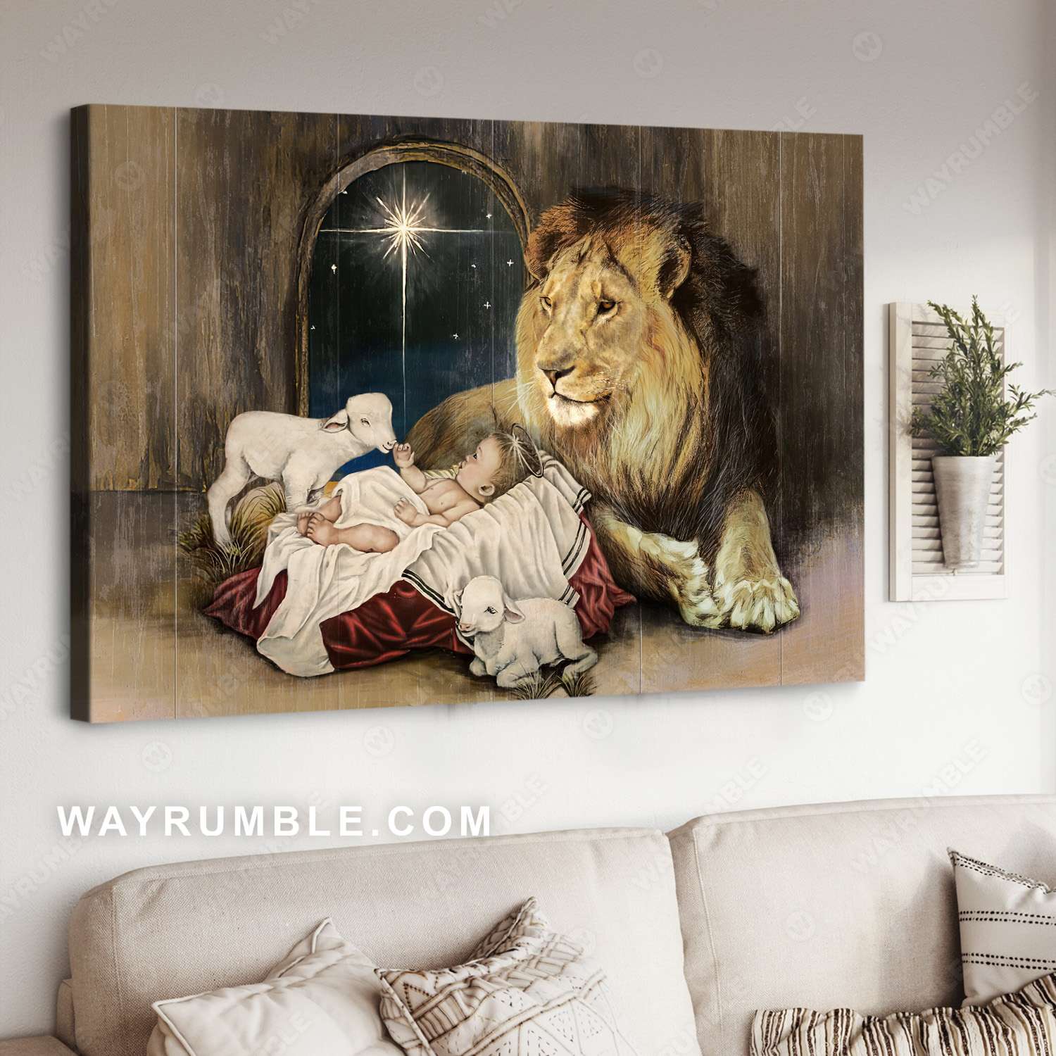 The Lion of Judah, The Lamb of God, Christ child - Jesus Landscape Canvas Prints, Christian Wall Art
