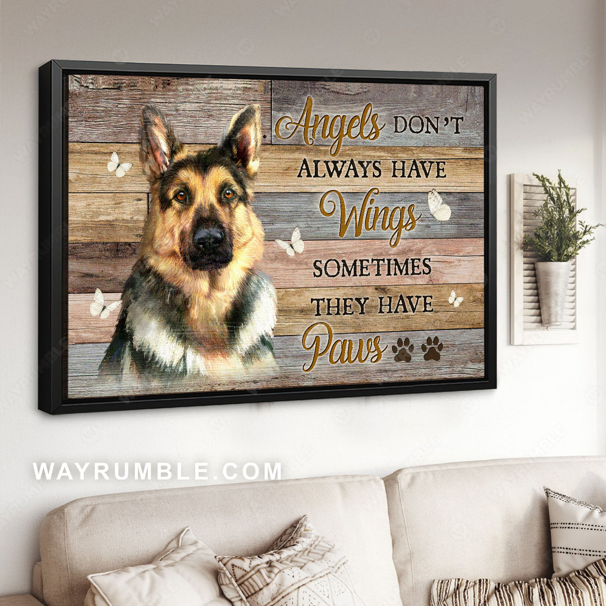 German shepherd, Dog drawing, Angels don&#39;t always have wings - Jesus Landscape Canvas Prints, Christian Wall Art
