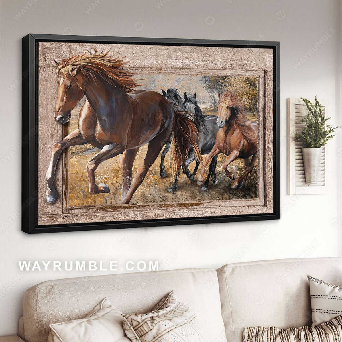 American Quarter Horse, Running horse, Meadow land - Jesus Landscape Canvas Prints, Christian Wall Art