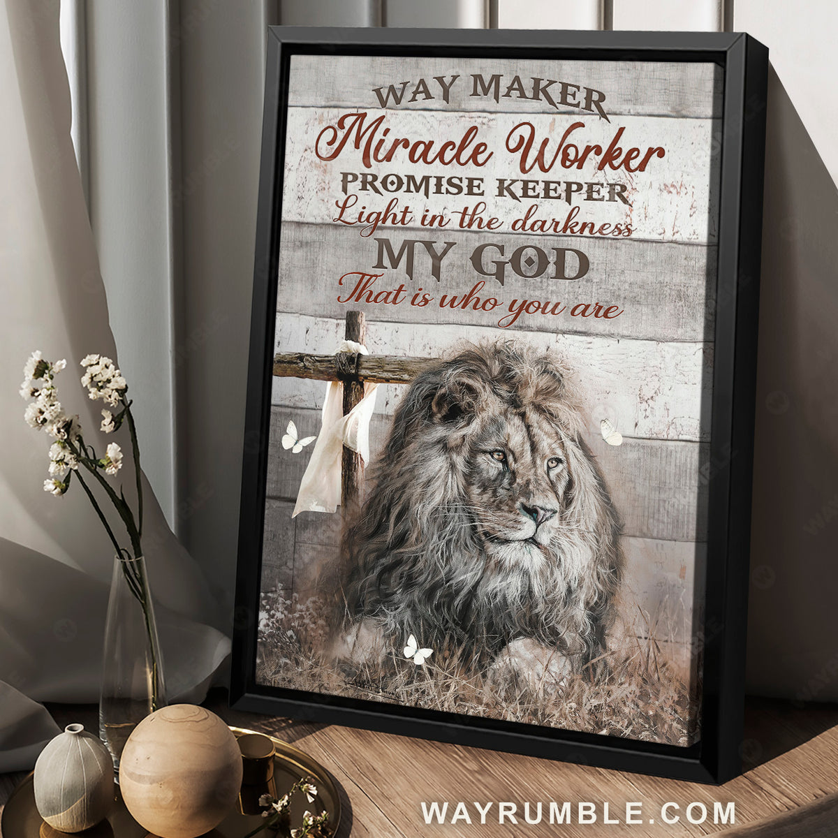 Lion of Judah, Lion king, Wooden cross, My God that is who you are - Jesus Portrait Canvas Prints, Christian Wall Art