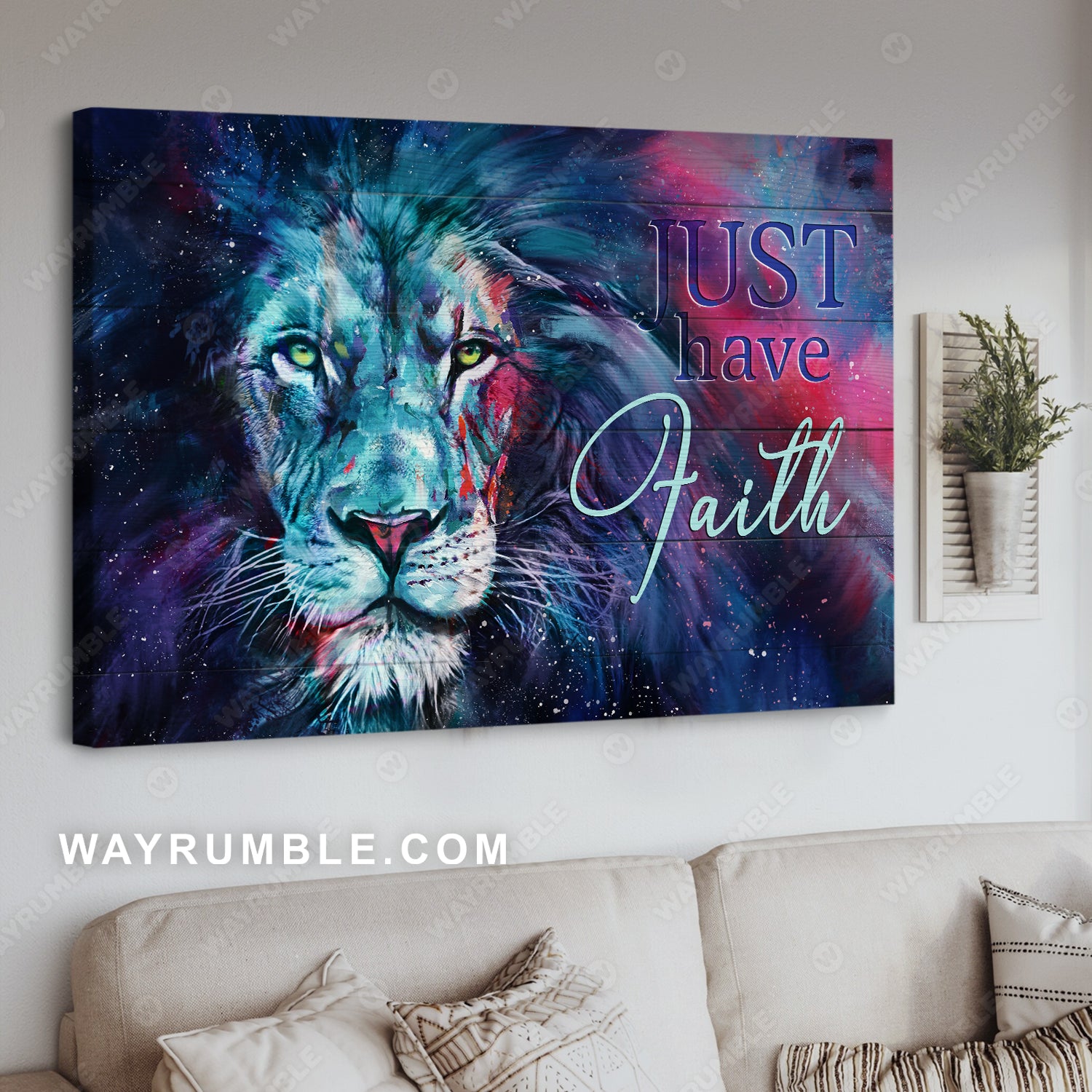 Lion painting, The awesome galaxy, Just have faith - Jesus Landscape Canvas Prints, Christian Wall Art