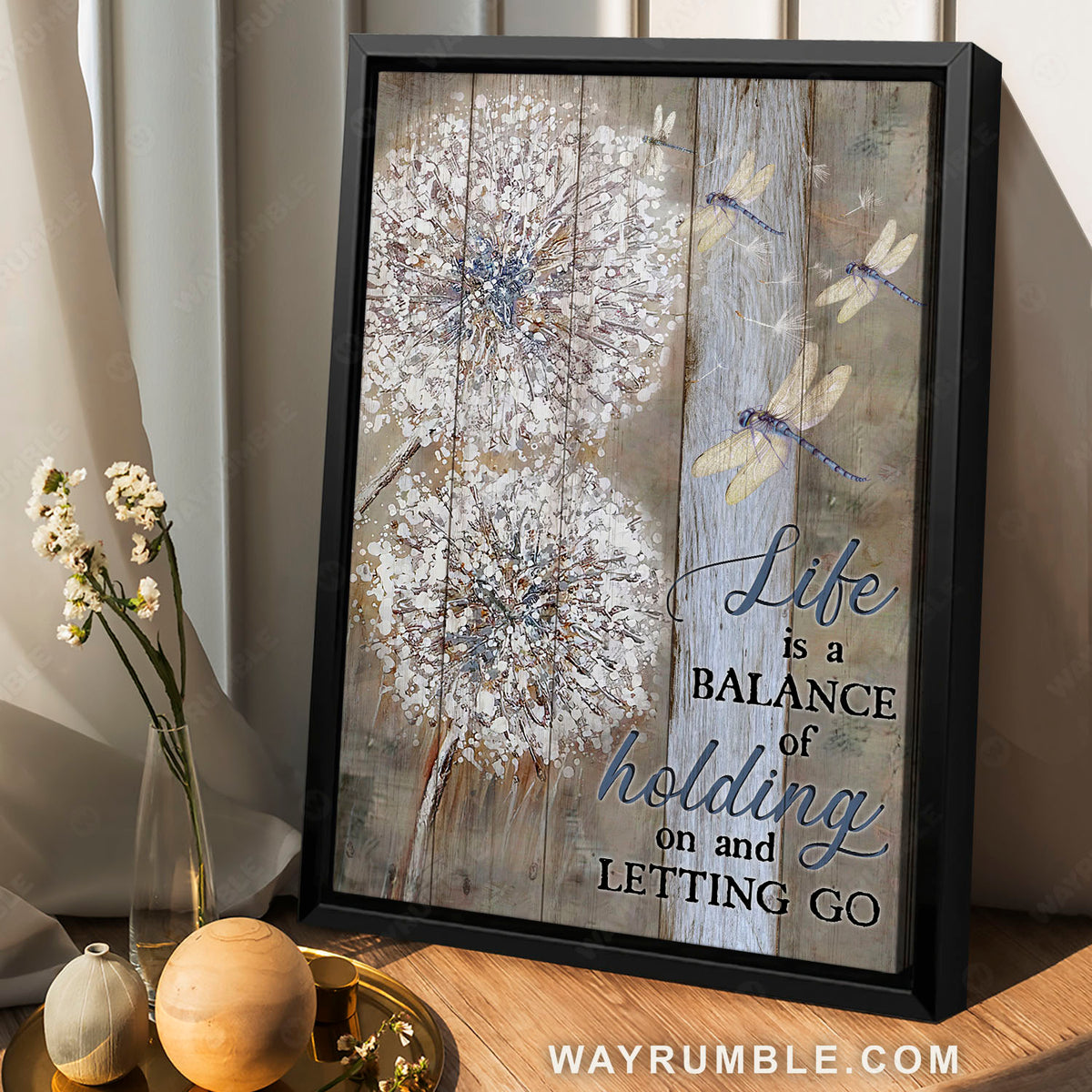 Dandelion painting, Blue dragonfly, Life is a balance - Jesus Portrait Canvas Prints, Christian Wall Art
