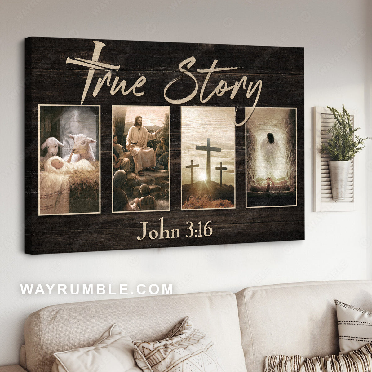 Jesus Christ, Cross symbol, the Lamb of God, True story - Jesus Landscape Canvas Prints, Christian Wall Art