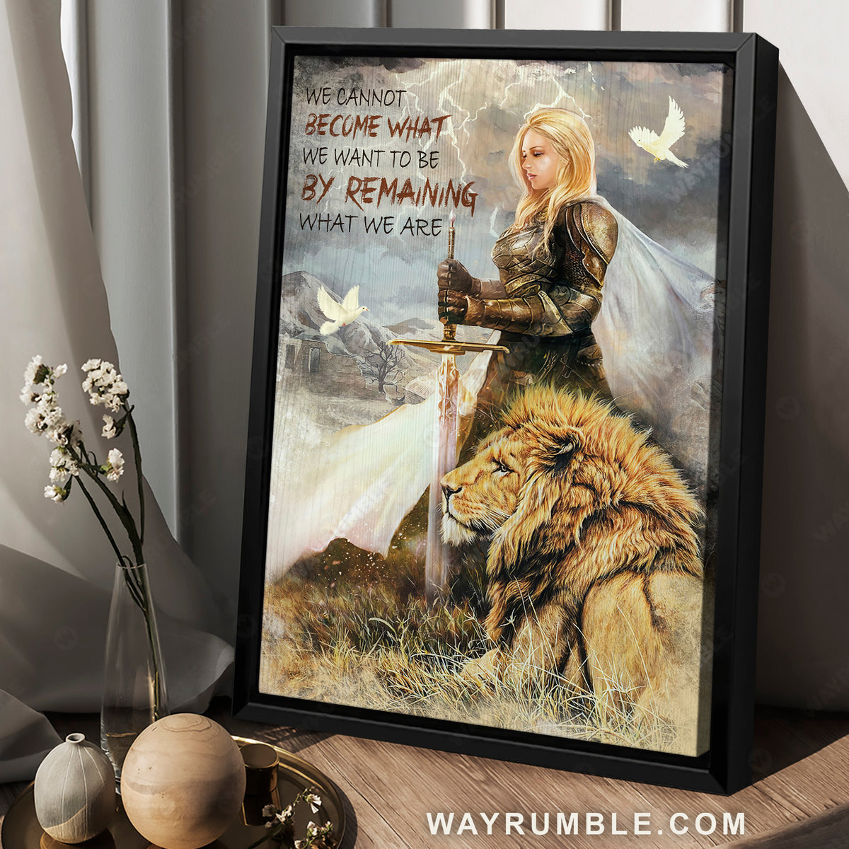 Woman warrior, Lion of Judah, Beautiful sword, Become what we want to be - Jesus Portrait Canvas Prints, Christian Wall Art