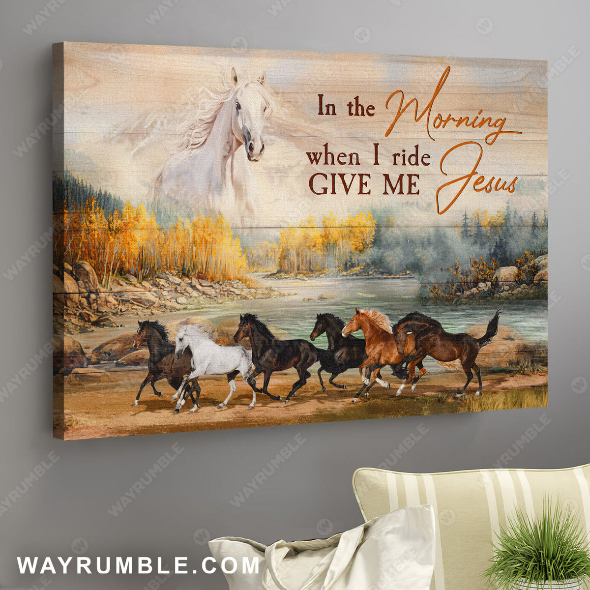 Horse painting, Forest landscape, In the morning when I ride, Give me Jesus - Jesus Landscape Canvas Prints, Wall Art