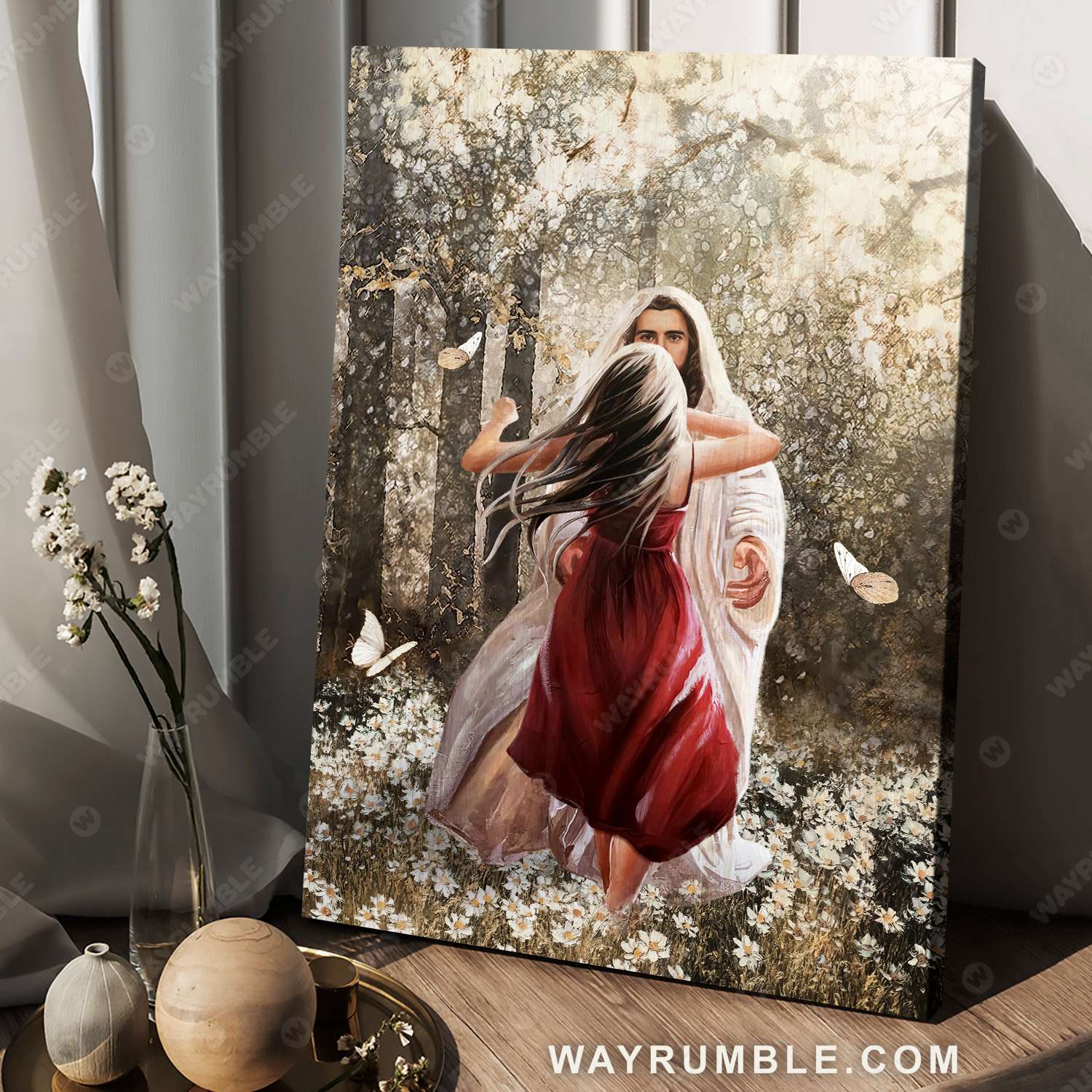 Jesus painting, Little girl drawing, Into the arms of Jesus, Beautiful forest - Jesus Portrait Canvas Prints, Christian Wall Art