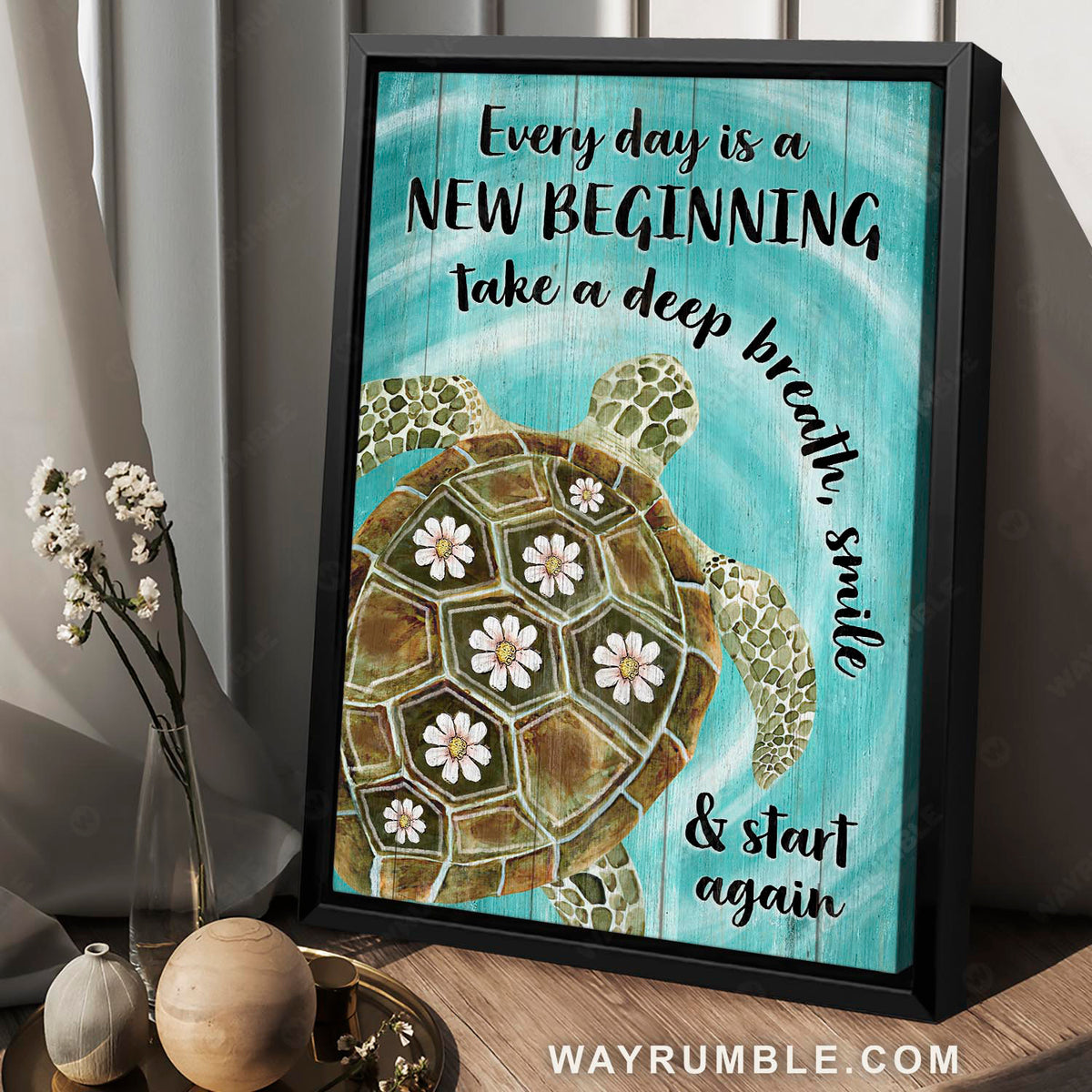 Sea turtle, Marine animal, Every day is a new beginning - Jesus Portrait Canvas Prints, Christian Wall Art