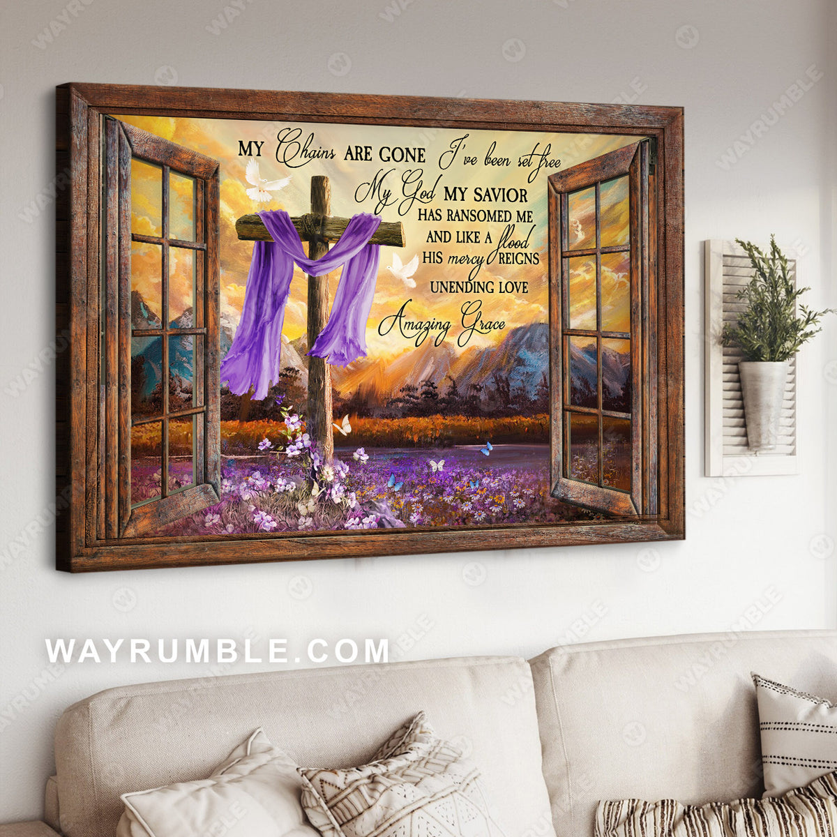 Flower Field, Meadow landscape, The rugged cross, Amazing Grace - Jesus Landscape Canvas Prints, Christian Wall Art
