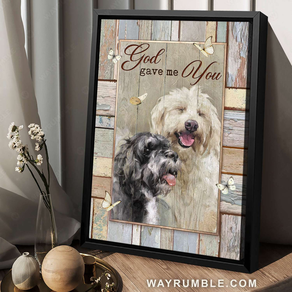 Happy dogs, Fluffy dogs, God gave me you - Jesus Portrait Canvas Prints, Christian Wall Art
