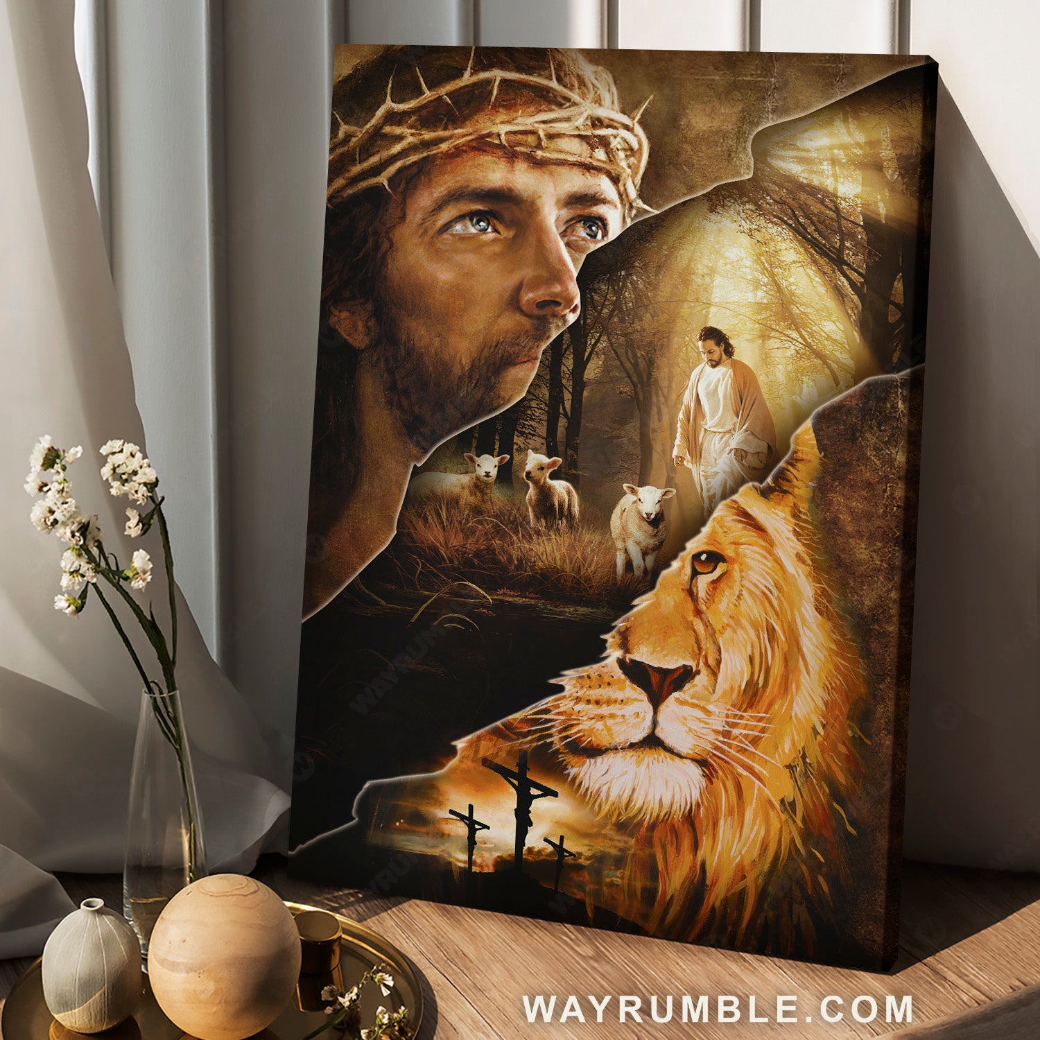 Jesus Christ, The Lion of Judah, The Lamb of God, In the forest - Jesus Portrait Canvas Prints, Christian Wall Art