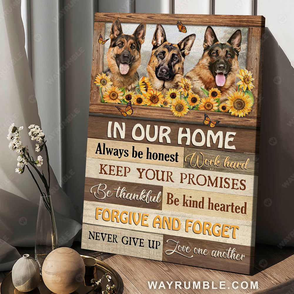 German Shepherd, The three brothers, Sunflower, In our home - Jesus Portrait Canvas Prints, Wall Art