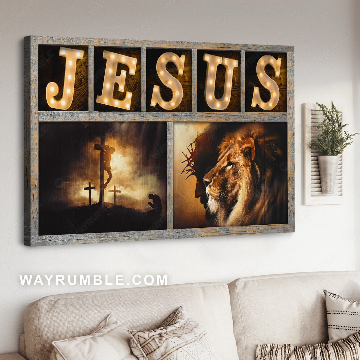 Jesus Lord, The Lion of Judah, Cross symbol, Jesus on the cross - Jesus Landscape Canvas Prints, Christian Wall Art