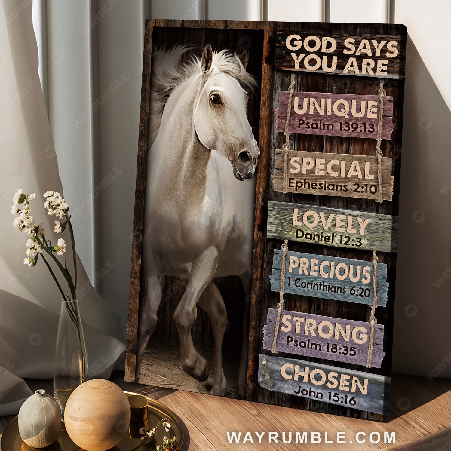 White horse, Animal painting, Jesus is Lord, God says you are - Jesus Portrait Canvas Prints, Christian Wall Art
