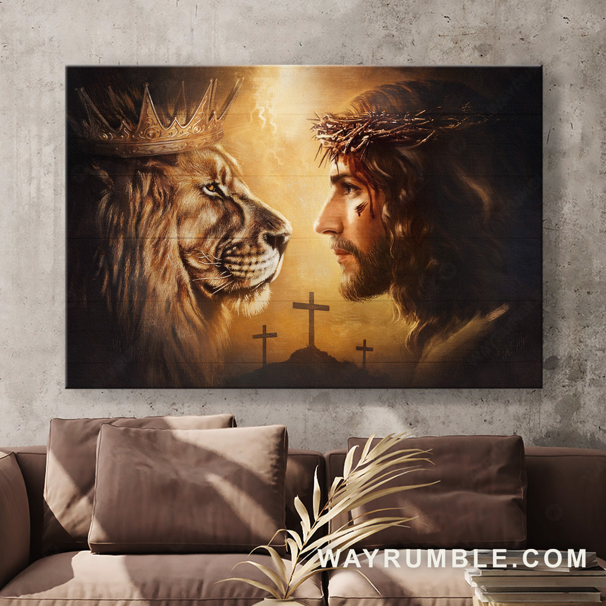 Jesus Christ, The Lion of Judah, Cross symbol, Face to face - Jesus Landscape Canvas Prints, Christian Wall Art