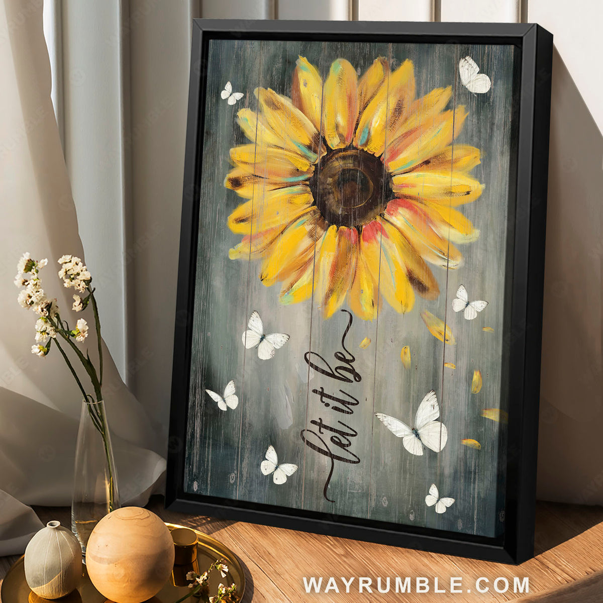 Sunflower painting, White butterfly, Let it be - Jesus Portrait Canvas Prints, Christian Wall Art