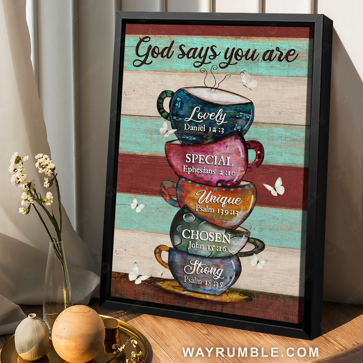 Cups drawing, Coffee cups, Gods says you are lovely - Jesus Portrait Canvas Prints, Christian Wall Art