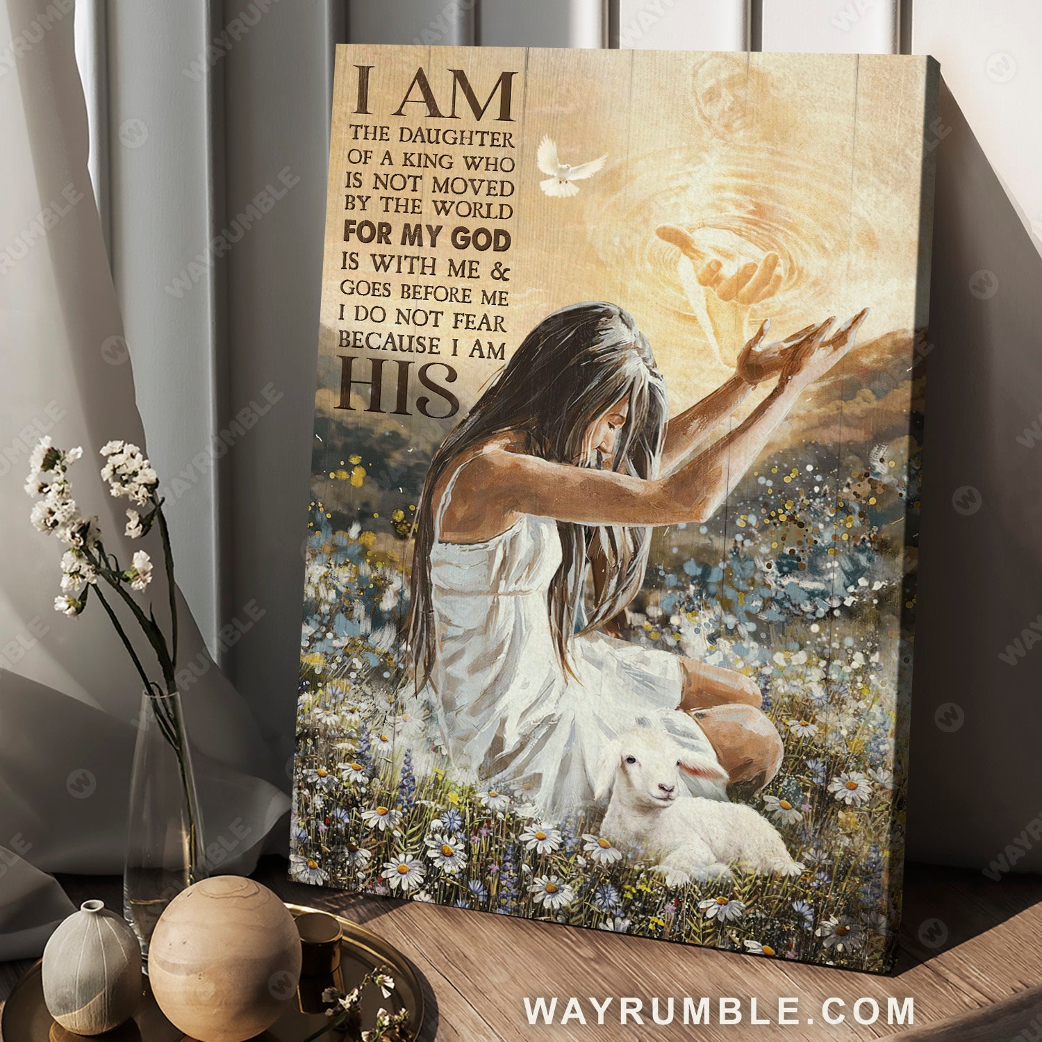 Jesus painting, Beautiful girl, Among the flower field, I am the daughter of a King - Jesus Portrait Canvas Prints, Wall Art