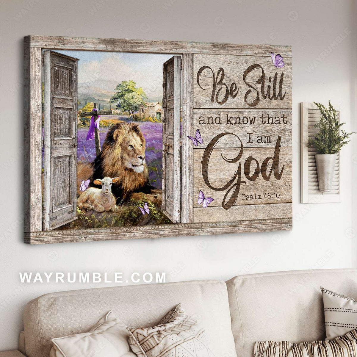 The Lion of Judah, the Lamb of God, Be still and know that I am God - Jesus Landscape Canvas Prints, Christian Wall Art