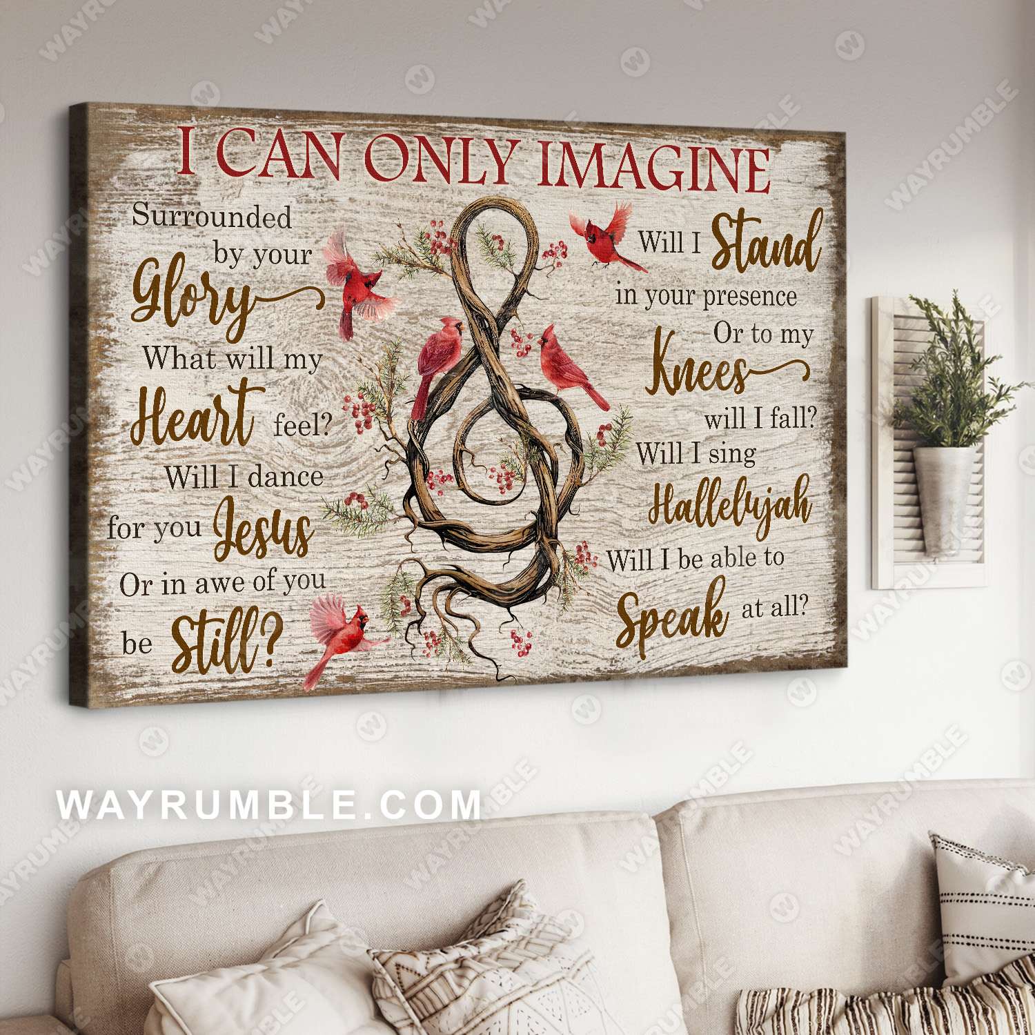 Cardinal painting, Sol key symbol, I can only imagine - Jesus Landscape Canvas Prints, Christian Wall Art