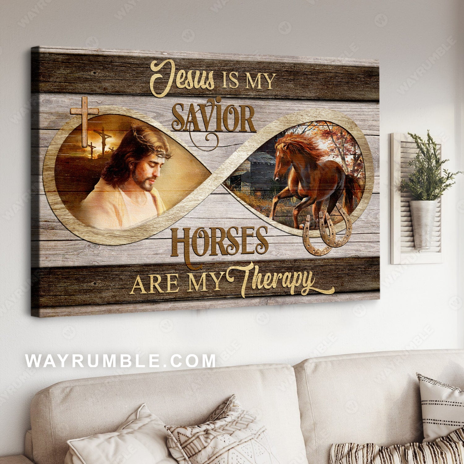 Jesus painting, Horse painting, Jesus is my savior, Horses are my therapy - Jesus Landscape Canvas Prints, Christian Wall Art