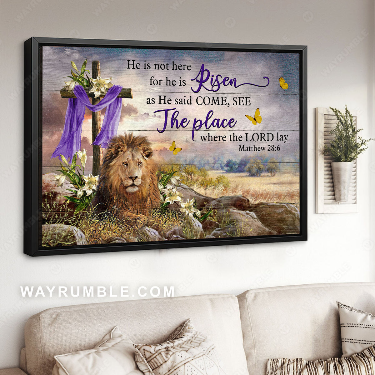 Lion of Judah, Meadow landscape, The place where the Lord lay - Jesus Landscape Canvas Prints, Christian Wall Art