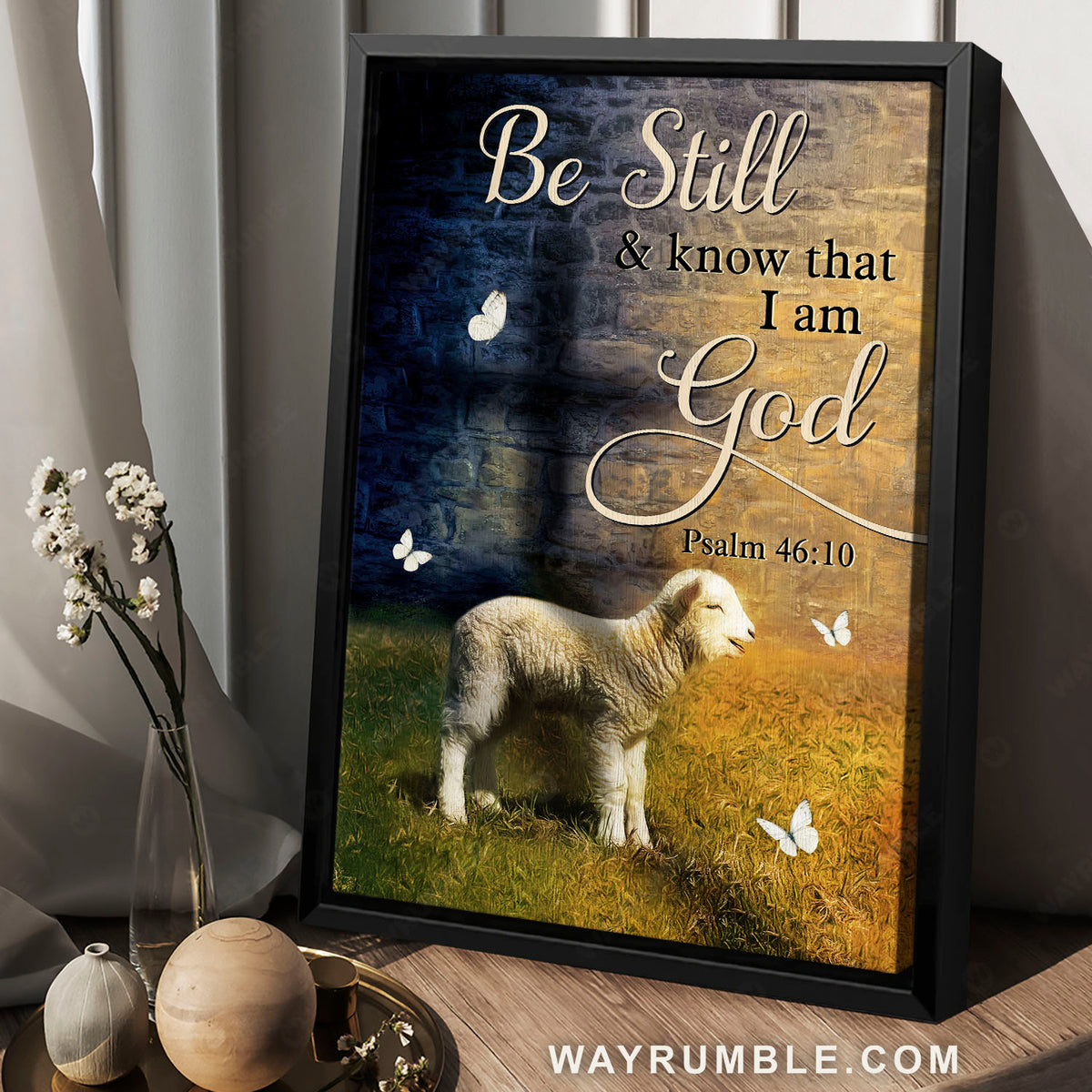 Lamb of God, White butterfly, Cross light, Be still I am God - Jesus Portrait Canvas Prints, Christian Wall Art