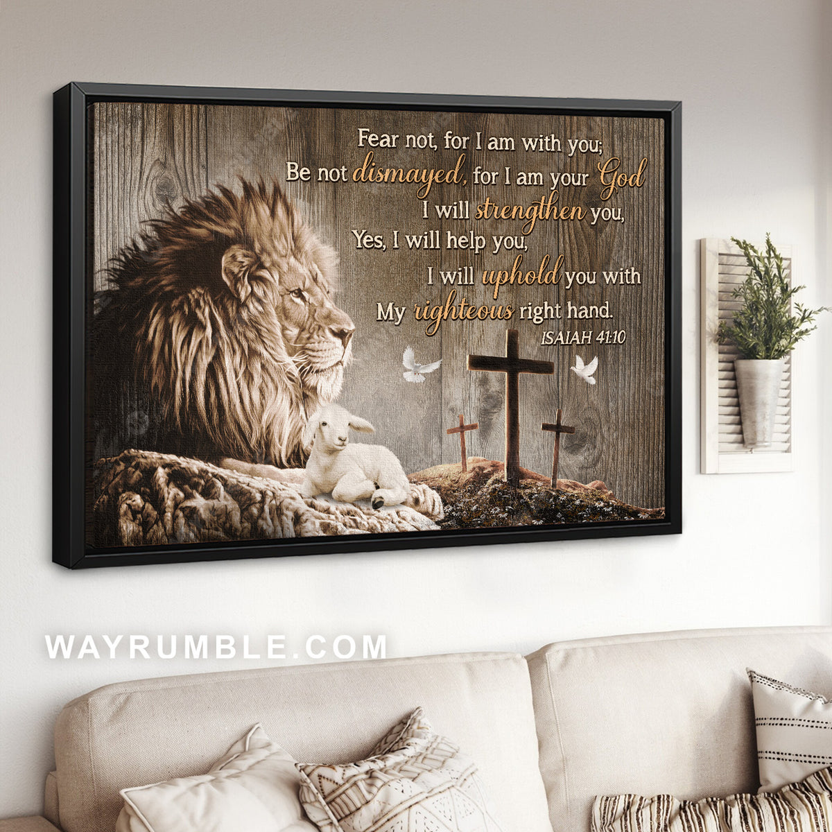 Lion of Judah, Lamb of God, Three crosses, Fear not for I am with you - Jesus Landscape Canvas Prints, Christian Wall Art