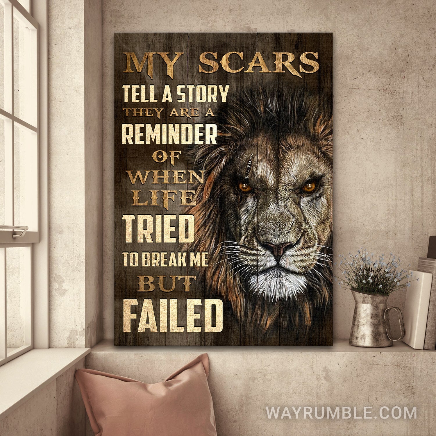Lion of Judah, My scars tell a story - Jesus Portrait Canvas Prints, Wall Art
