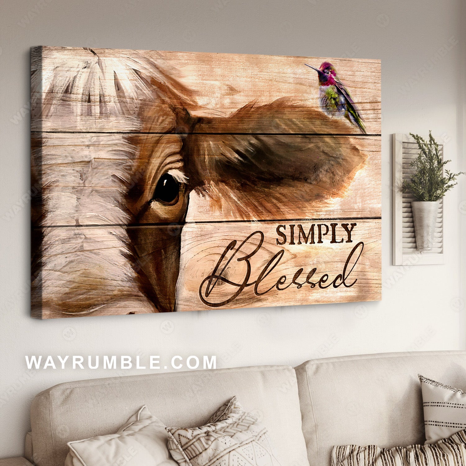 Little cow, Stunning hummingbird, Simply blessed - Jesus Landscape Canvas Prints, Home Decor Wall Art