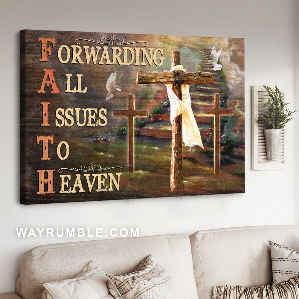 Cross symbol, The way to heaven, Forwarding all issues to heaven - Jesus Landscape Canvas Prints, Christian Wall Art