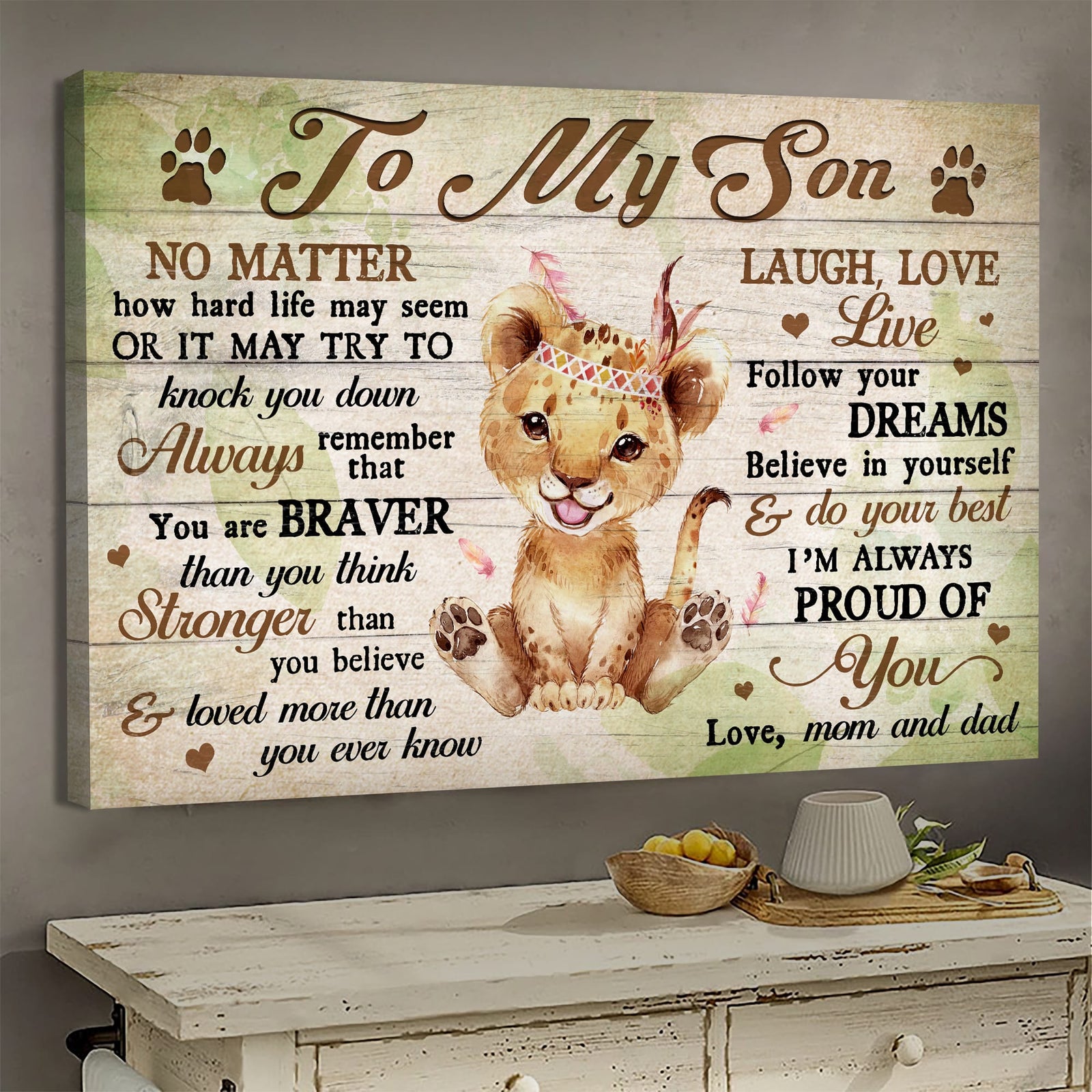To My Son, Baby lion, We are always proud of you - Family Portrait Canvas Prints, Wall Art