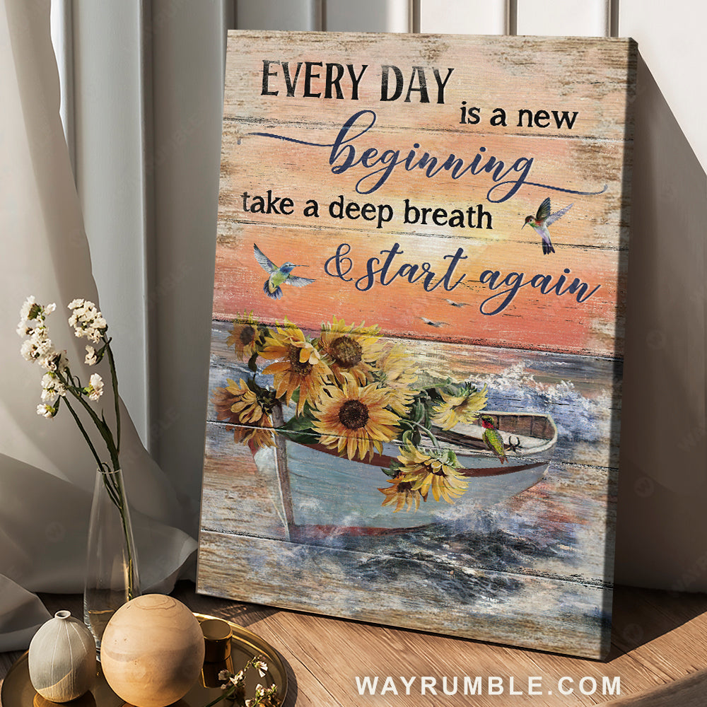 Boat drawing, Sunflower vase, Pretty sunset, Every day is a new beginning - Jesus Portrait Canvas Prints, Christian Wall Art