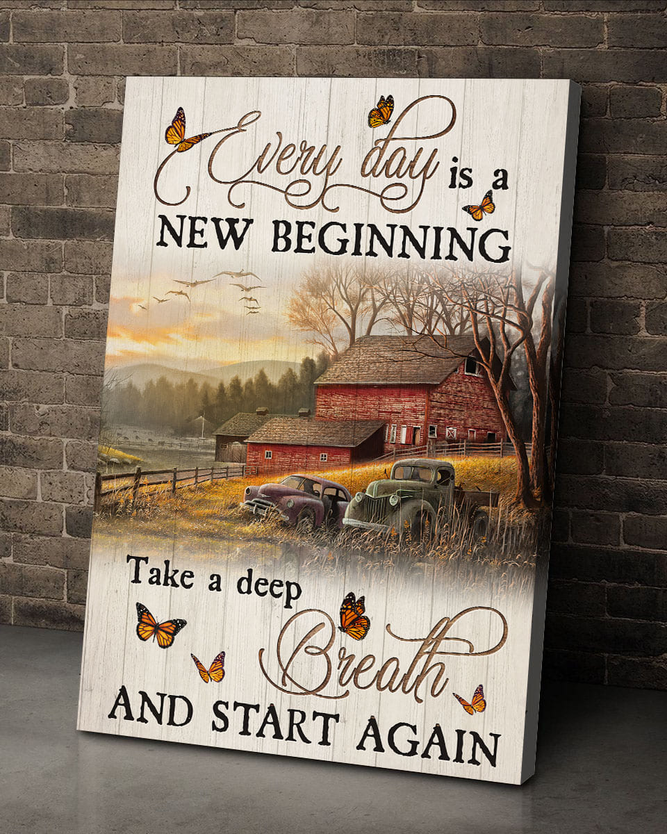 Beautiful farm, Butterfly, Field - Every day is a new beginning Jesus Portrait Canvas Prints, Wall Art