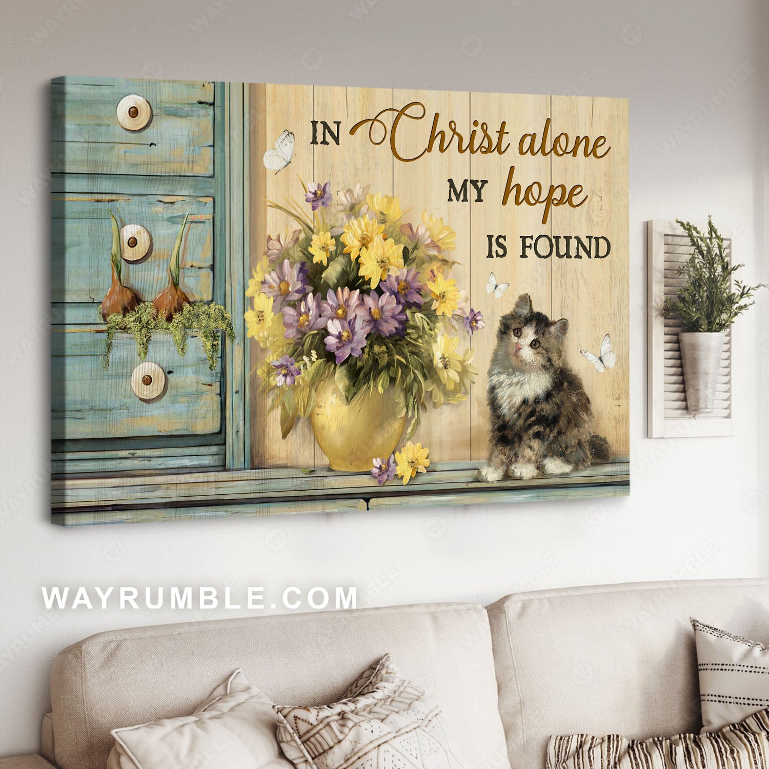 Tickseed flower, Maine coon kitten, My hope is found - Jesus Landscape Canvas Prints, Christian Wall Art